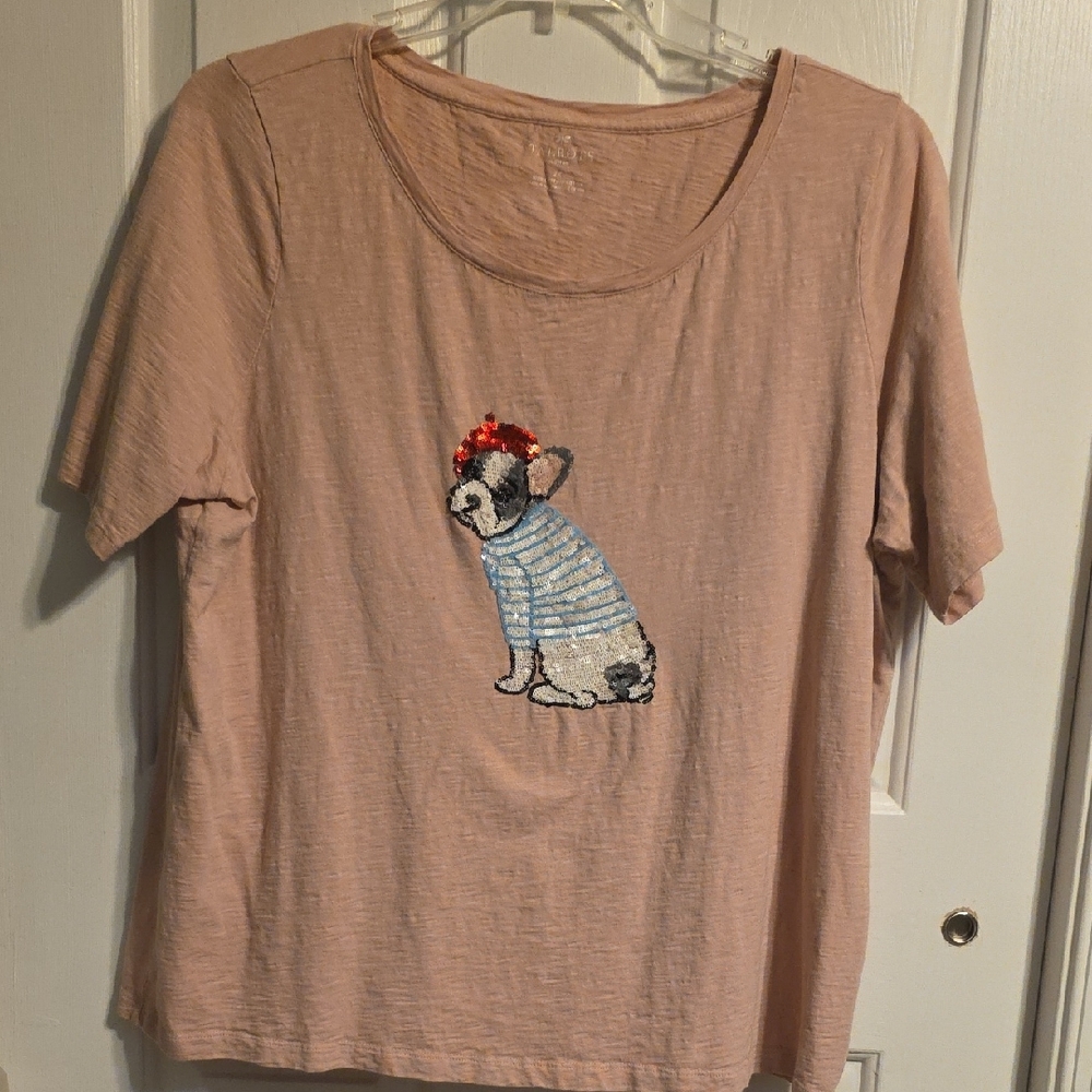 Talbots Sequin French Bulldog Teep i - Picture 4 of 5